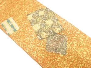 アンティーク　色紙散らしに花鳥模様織り出し袋帯（着用可）